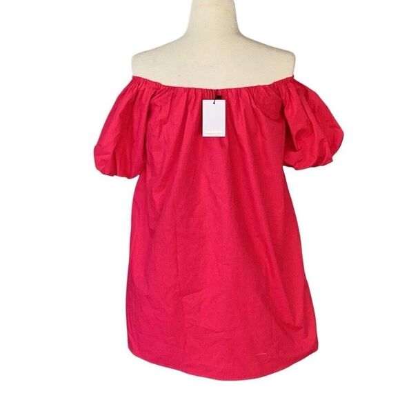 NWT Sugarlips Hot Pink Off The Shoulder Puff Sleeve Mini Dress XS - Picture 2 of 10